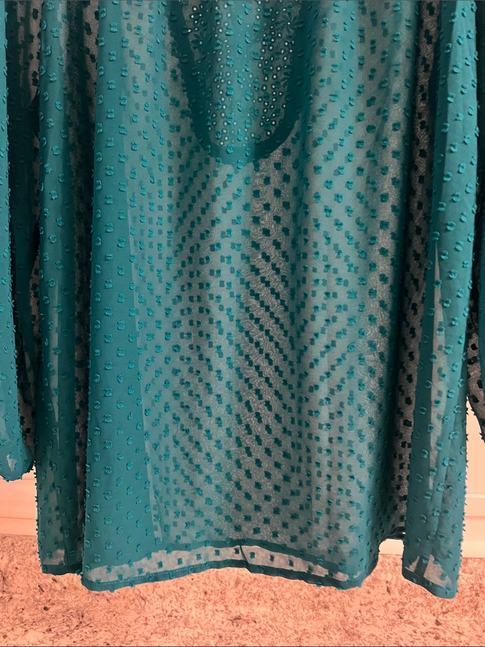 Matilda Jane Teal Swiss Dot Tie-Neck Peasant Blouse - Picture 11 of 13